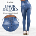 Usthebasic High-Rise Pencil Jeans - Crisscross back-waist detail