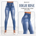 Usthebasic High-Rise Pencil Jeans - Light blue high-waist styling