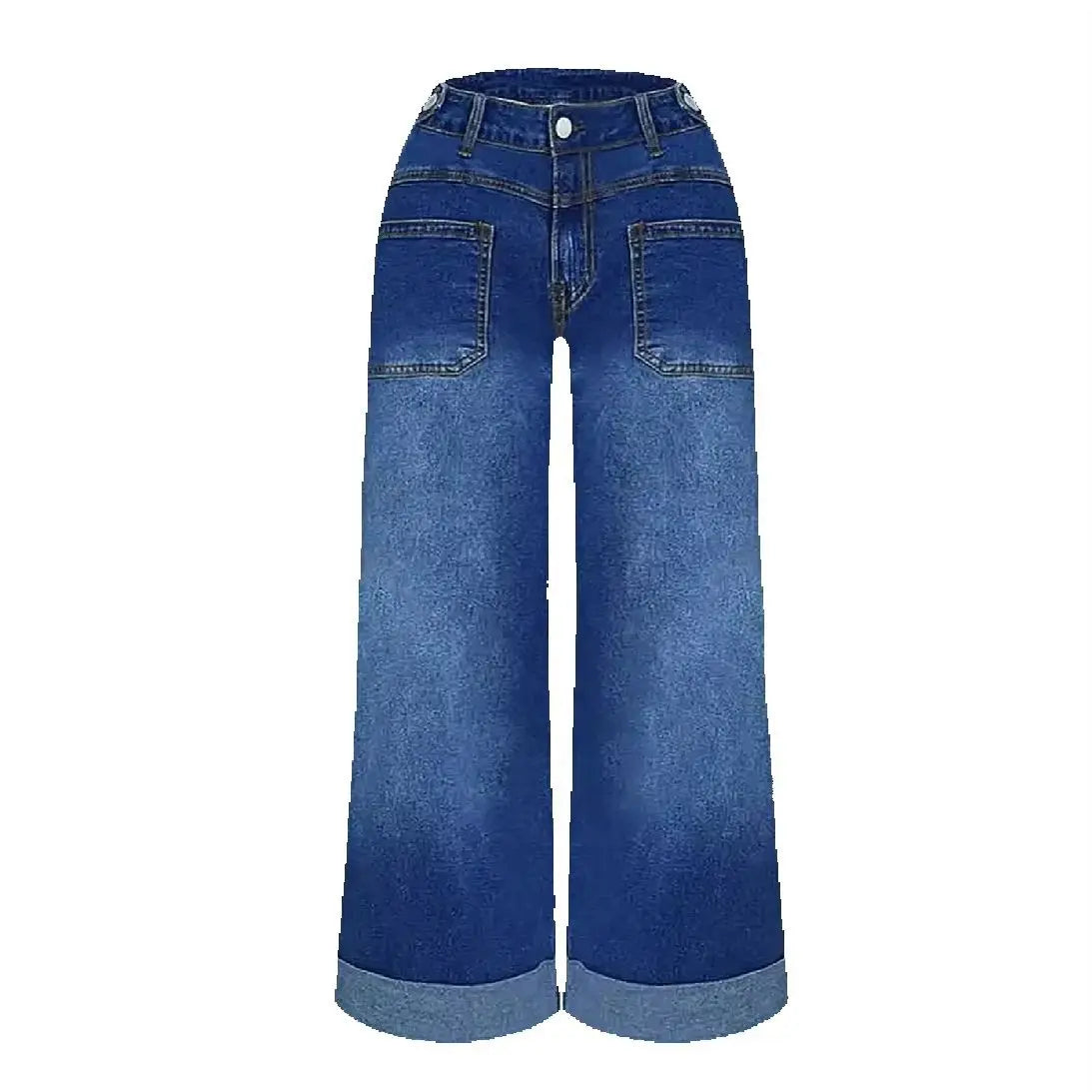 High-Waist Washed Denim Jeans