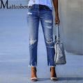 Distressed Frayed-Hem Jeans