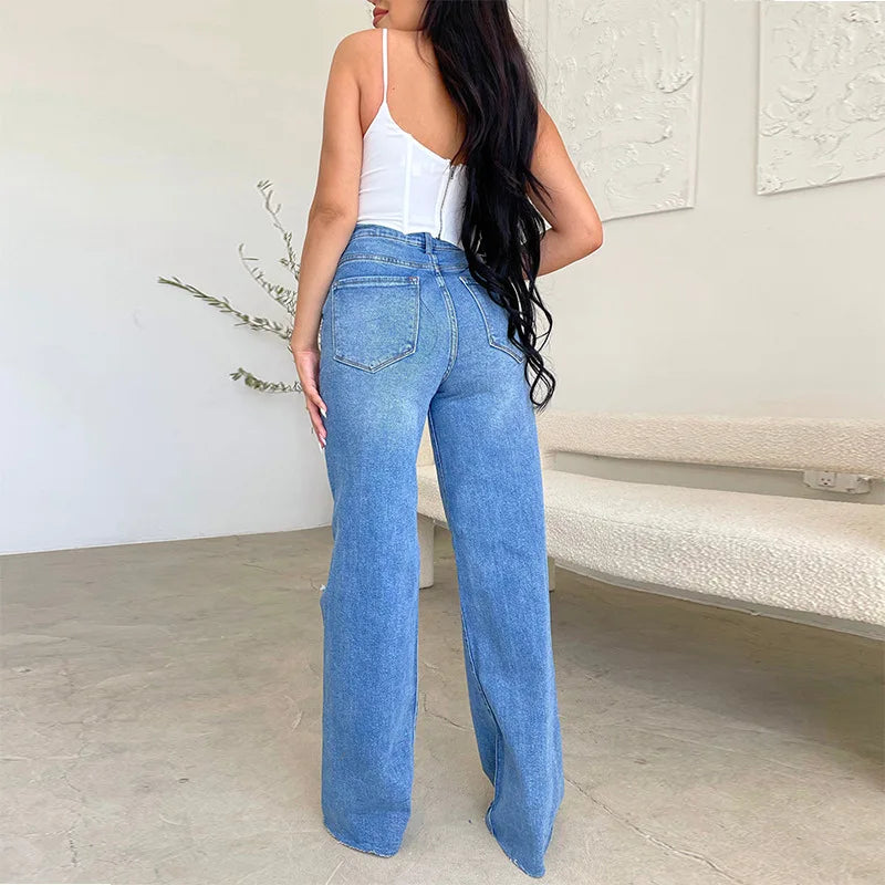 Ripped Wide-Leg Jeans