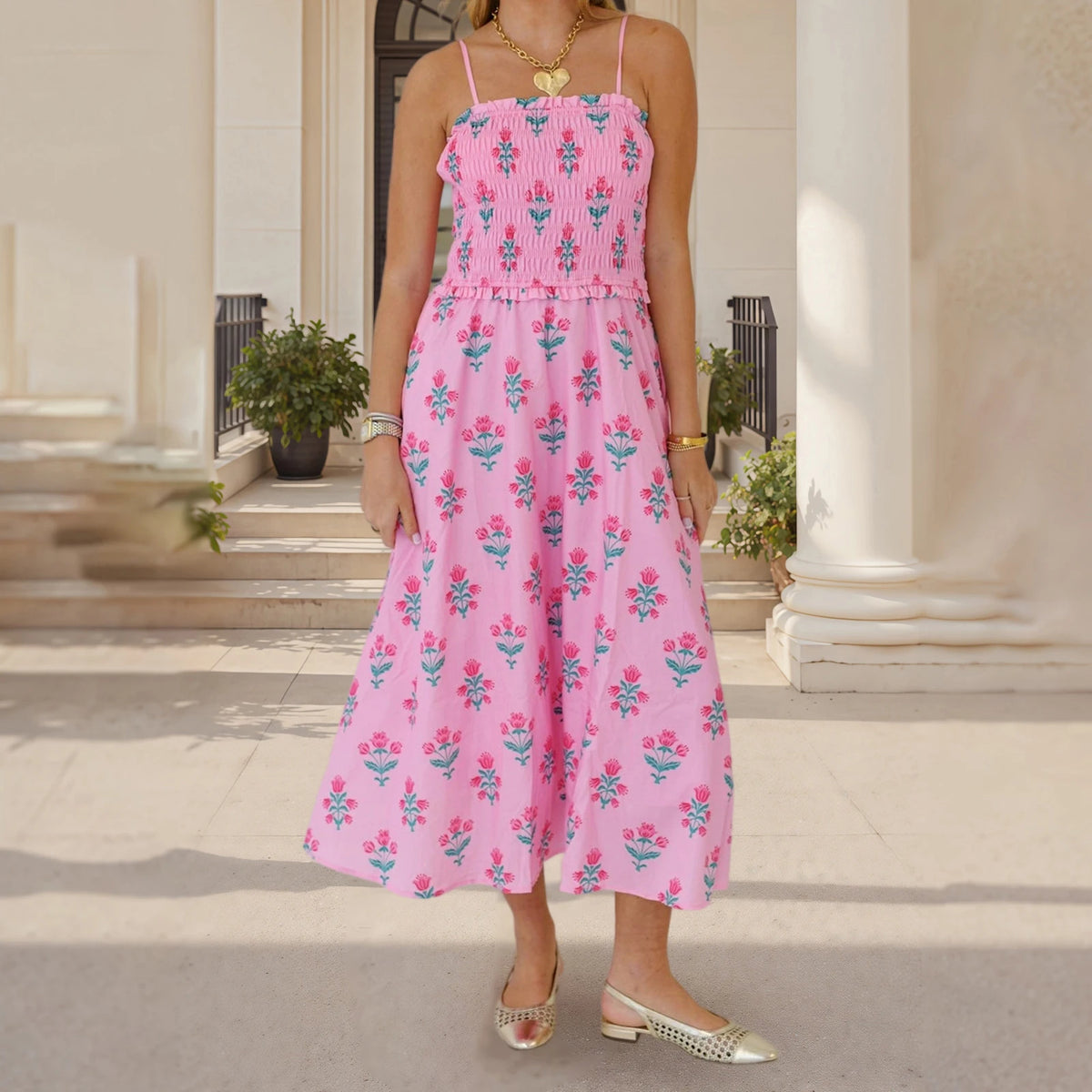 Floral Strappy Midi Dress