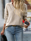 Usthebasic Relaxed V-Neck Knit Sweater