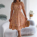 Usthebasic Floral Square-Neck Dress