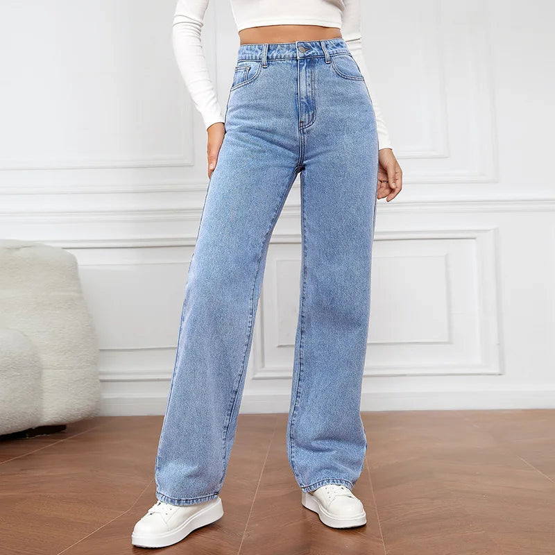 Washed Straight-Leg Jeans