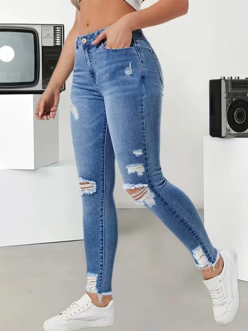 Distressed Skinny Ankle Jeans