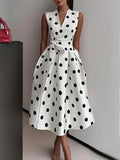 Polka Dot V-Neck Midi Dress