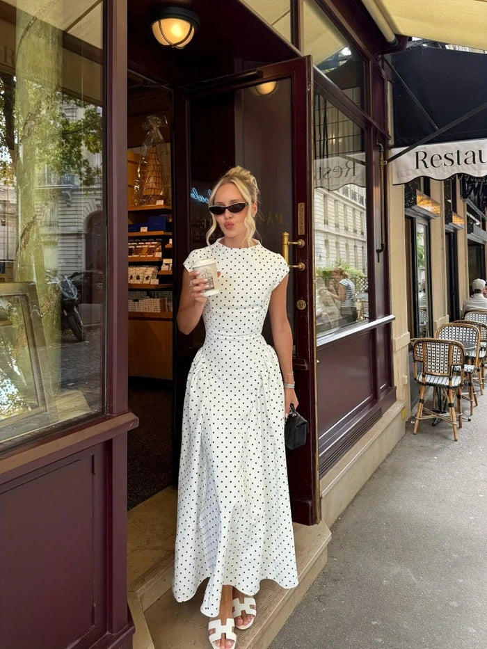 White Polka Dot Long Dress