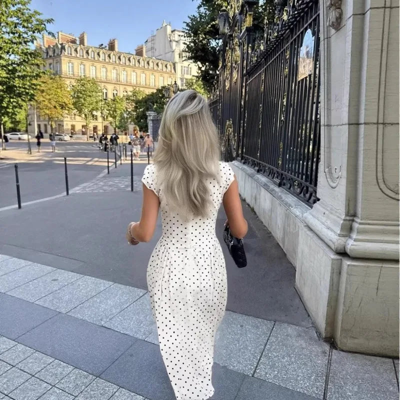 White Polka Dot Long Dress