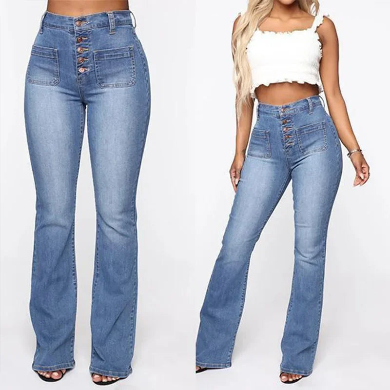 Washed Flap-Pocket Jeans
