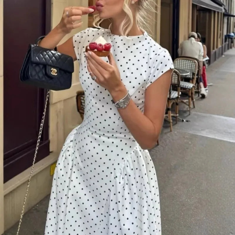 White Polka Dot Long Dress