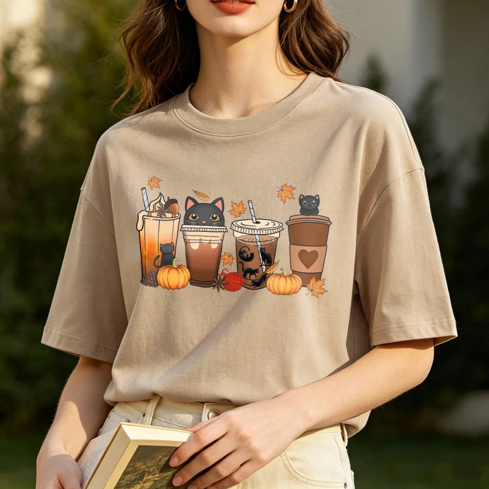 Cat & Coffee Graphic Tee