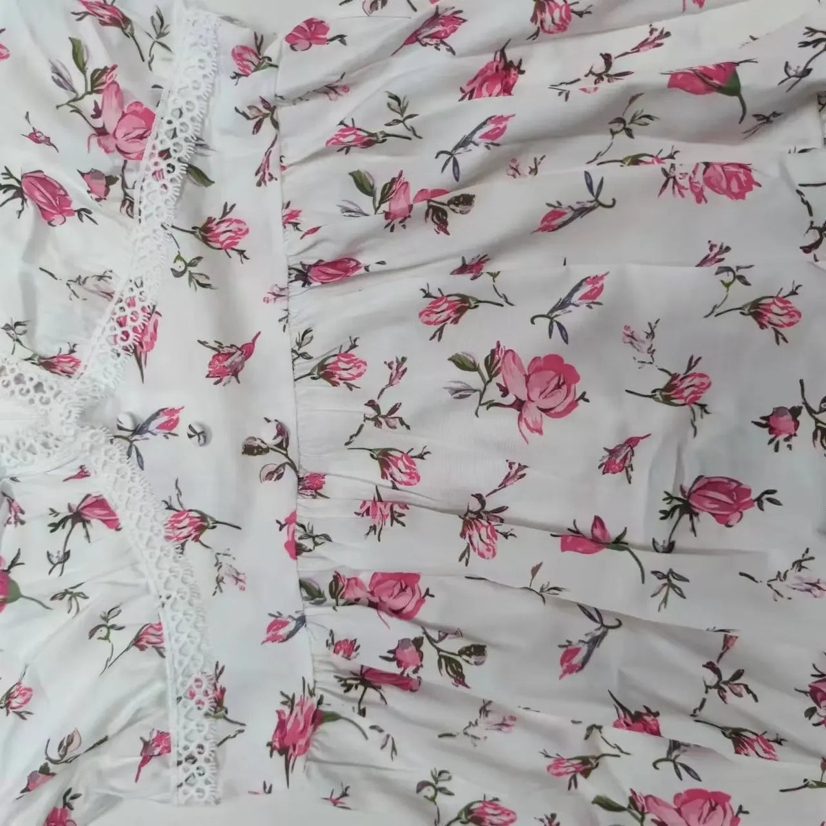 Floral V-Neck Lantern-Sleeve Mini Dress