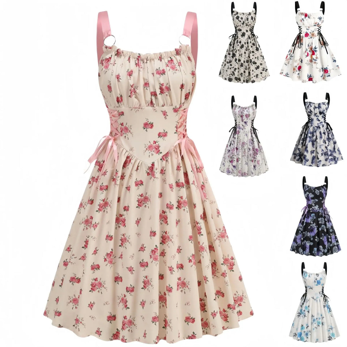 Floral Strappy A-Line Dress