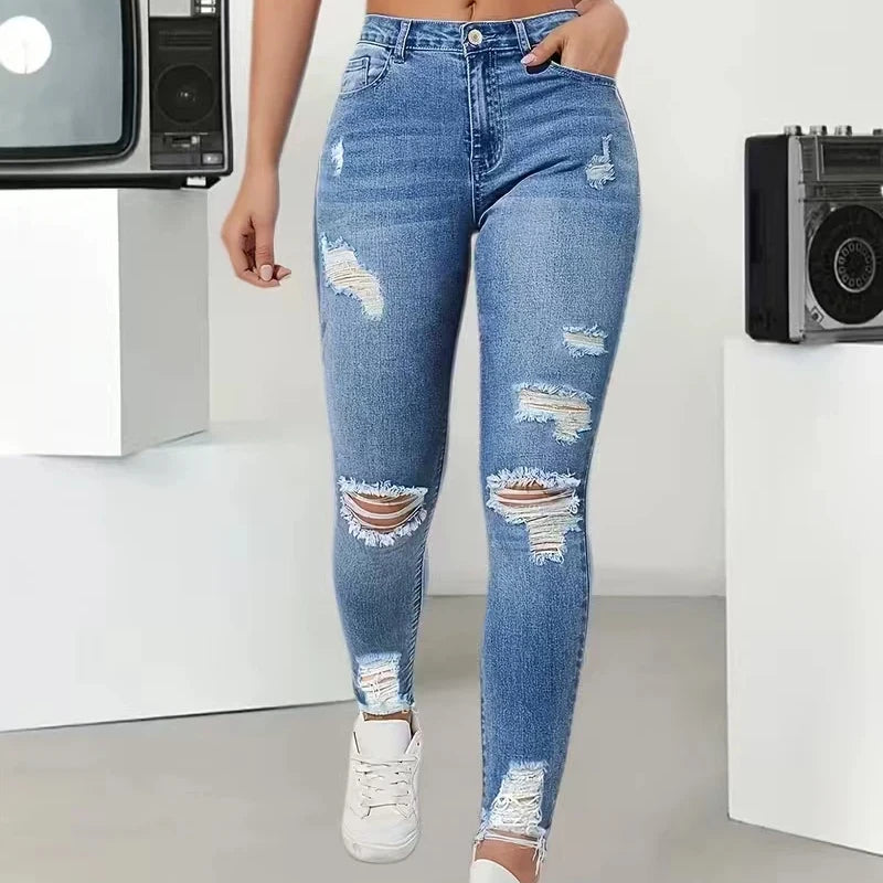 Distressed Skinny Ankle Jeans