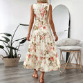 Floral V-Neck Tiered Midi Dress