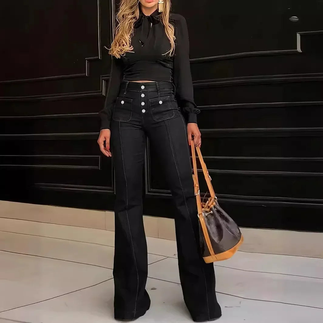 High-Waist Pocket Jeans