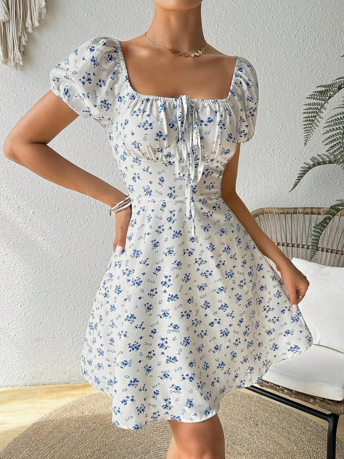 Floral Tie-Front Dress