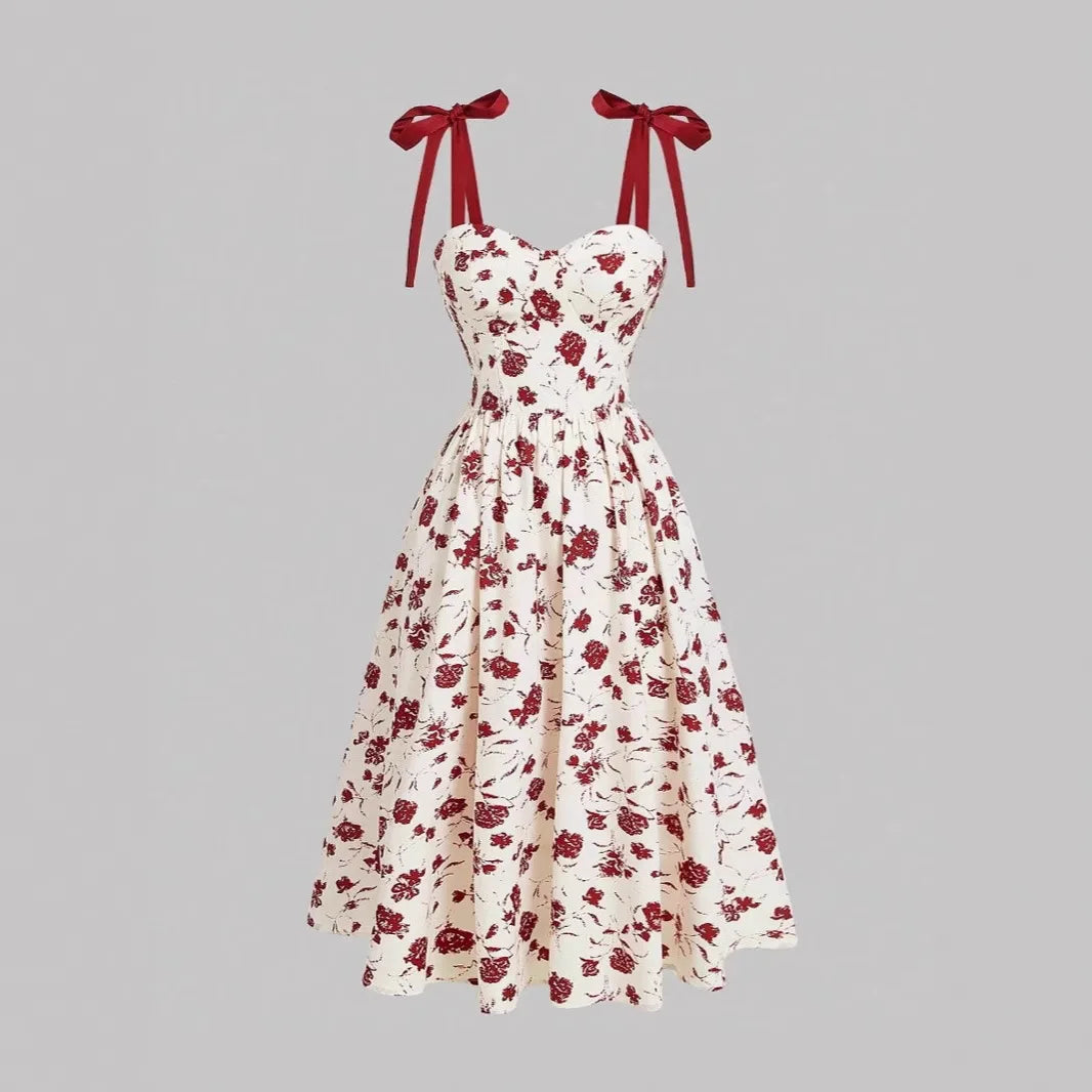 Floral Tie-Shoulder Dress