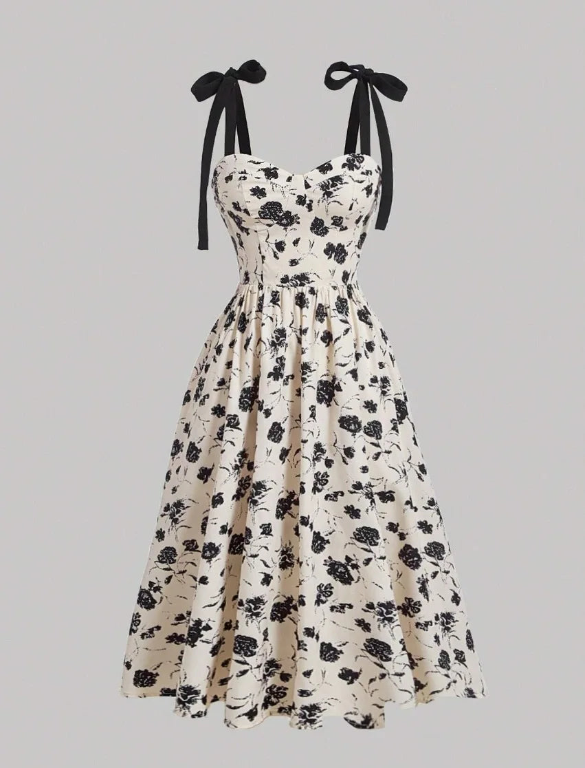 Floral Tie-Shoulder Dress