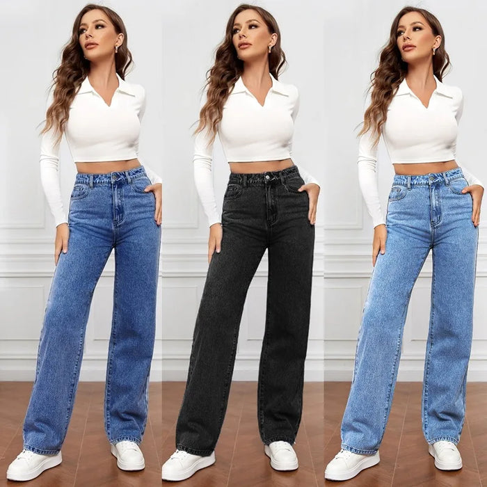 Washed Straight-Leg Jeans