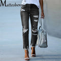 Distressed Frayed-Hem Jeans