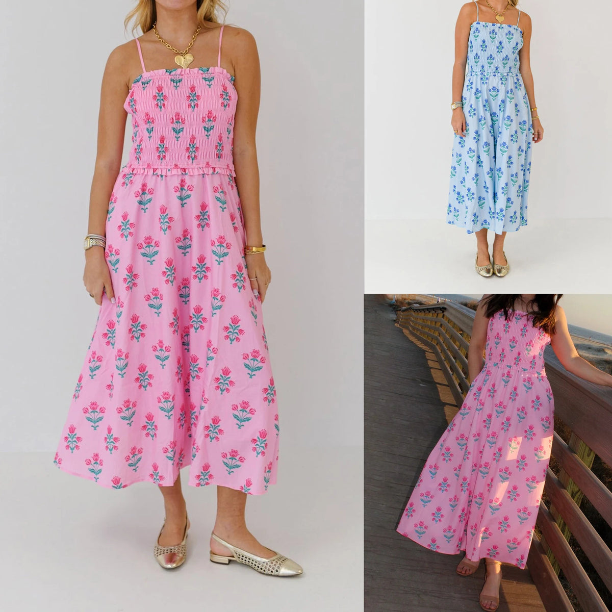 Floral Strappy Midi Dress