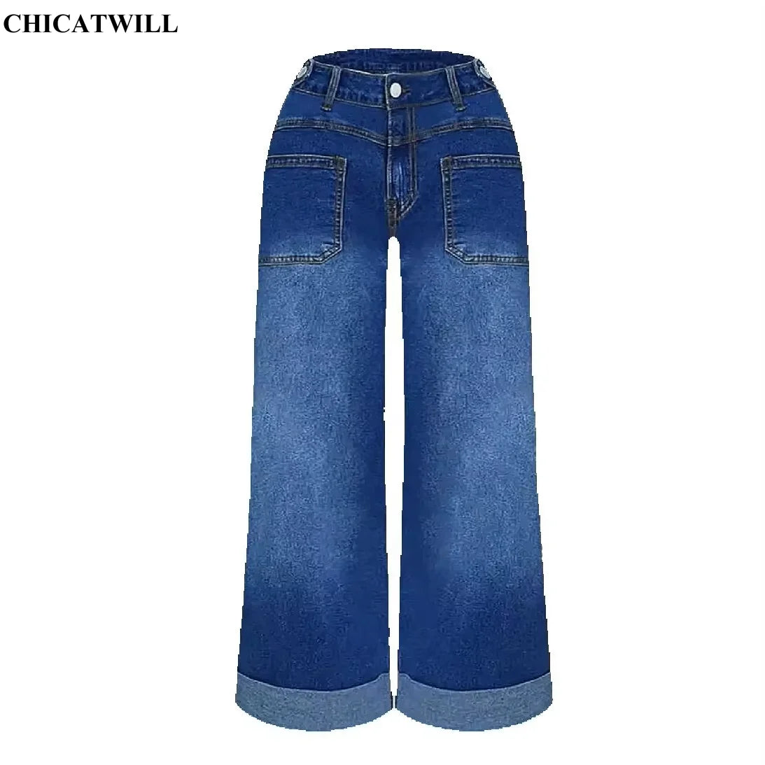 High-Waist Washed Denim Jeans