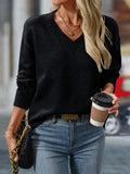 Usthebasic Relaxed V-Neck Knit Sweater