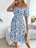 Usthebasic Floral Square-Neck Dress