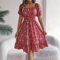 Usthebasic Floral Square-Neck Dress