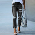 Distressed Frayed-Hem Jeans