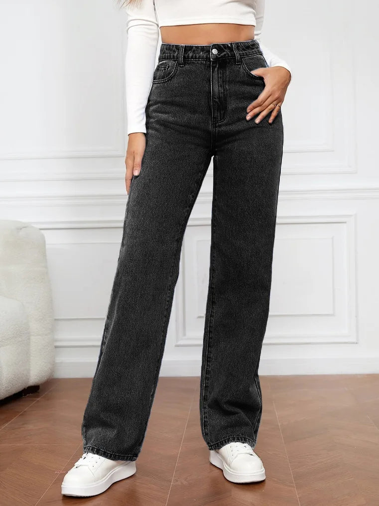Washed Straight-Leg Jeans