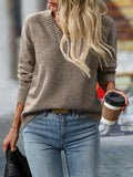 Usthebasic Relaxed V-Neck Knit Sweater