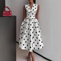 Polka Dot V-Neck Midi Dress
