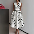 Polka Dot V-Neck Midi Dress