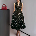 Polka Dot V-Neck Midi Dress
