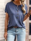 Twist-Button Short-Sleeve Top