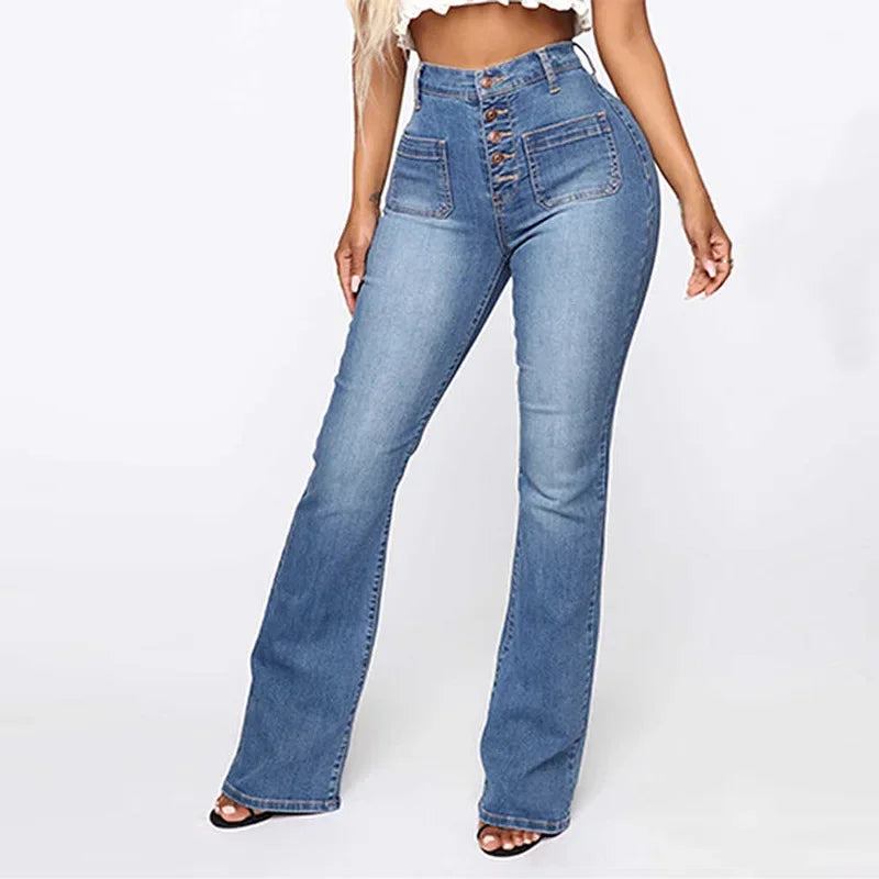 Washed Flap-Pocket Jeans