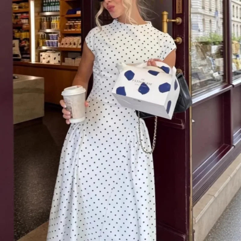 White Polka Dot Long Dress