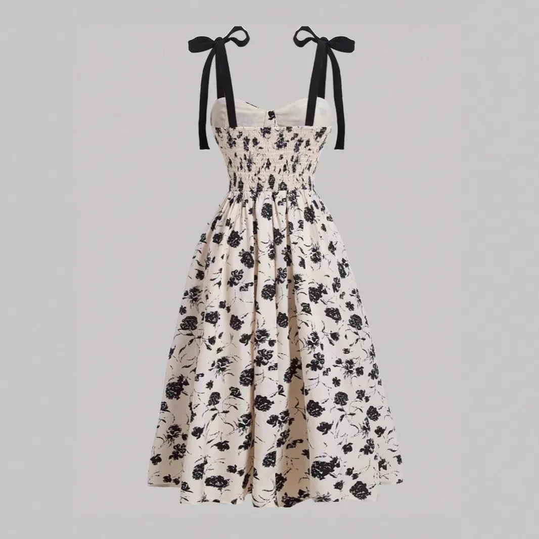 Floral Tie-Shoulder Dress
