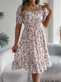 Usthebasic Floral Square-Neck Dress