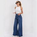 Double-Button Wide-Leg Jeans