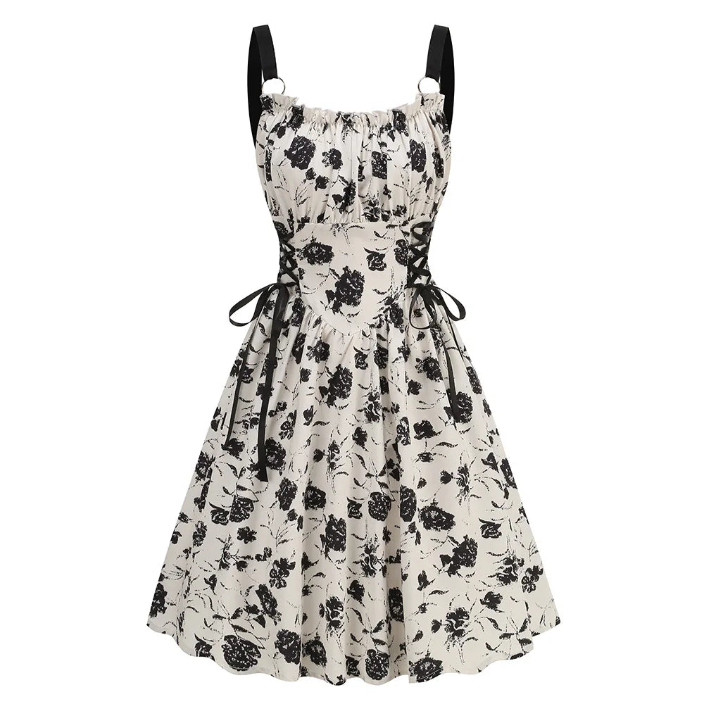 Floral Strappy A-Line Dress