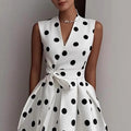 Polka Dot V-Neck Midi Dress