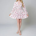 Floral V-Neck Lantern-Sleeve Mini Dress