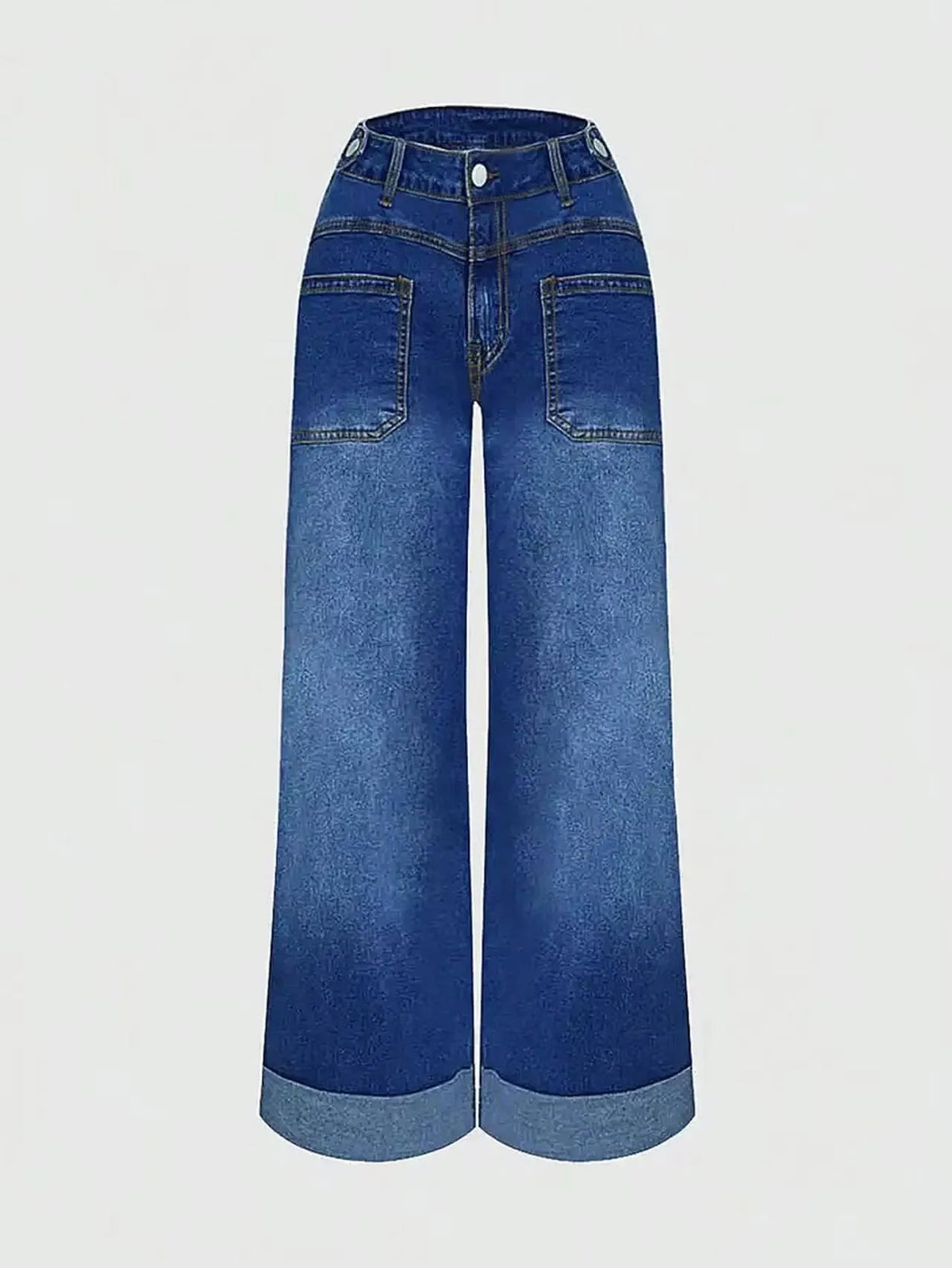 High-Waist Washed Denim Jeans