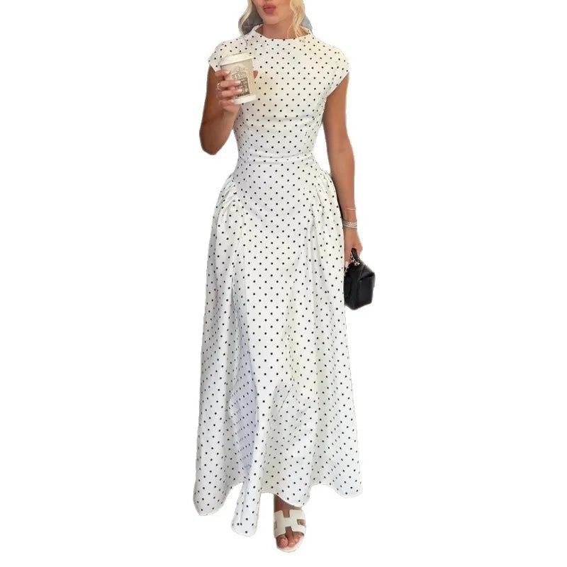 White Polka Dot Long Dress