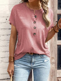 Twist-Button Short-Sleeve Top