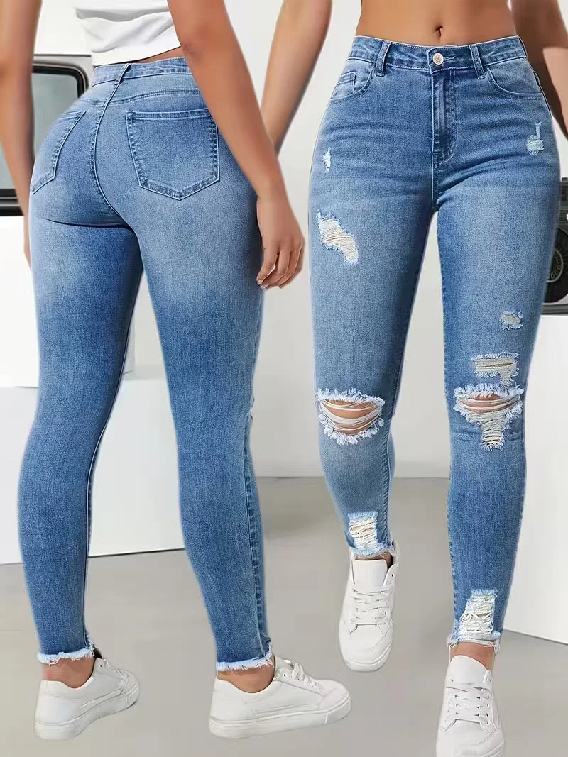 Distressed Skinny Ankle Jeans